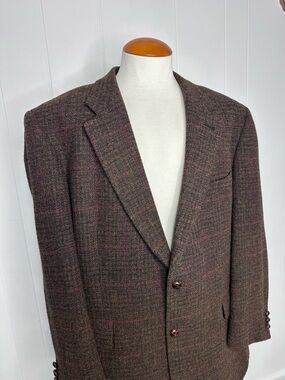 Harris Tweed Brown Multicolor Plaid Tweed Blazer
